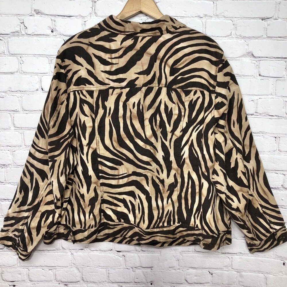 Lucy & Laurel Brown Leopard Print 100% Linen Long… - image 2